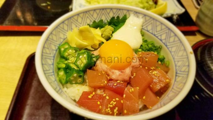 魚盛のランチ（漬けまぐろとネギトロの山かけ丼）