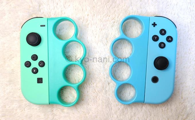 メリケンサック型のFit Boxing用グリップをJoy-Conに取り付けた写真